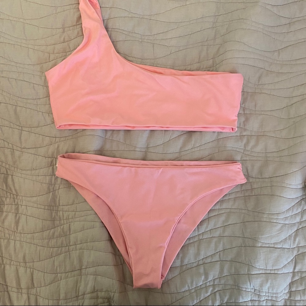 Pink Off the Shoulder Bikini Set